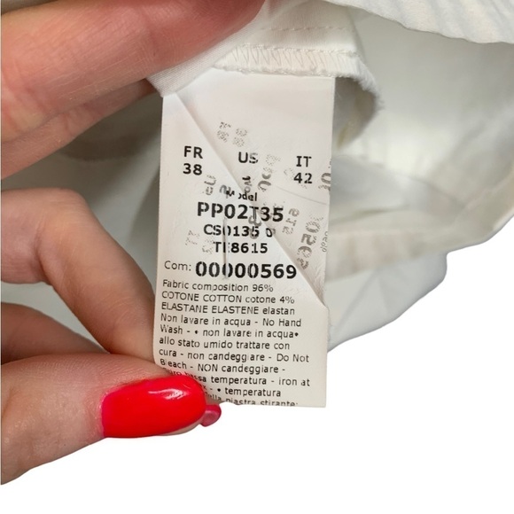 CAS Cloth & Steel Italy Quiet Luxury White Cotton Short Sleeve Blouse Size Small - Picture 7 of 7